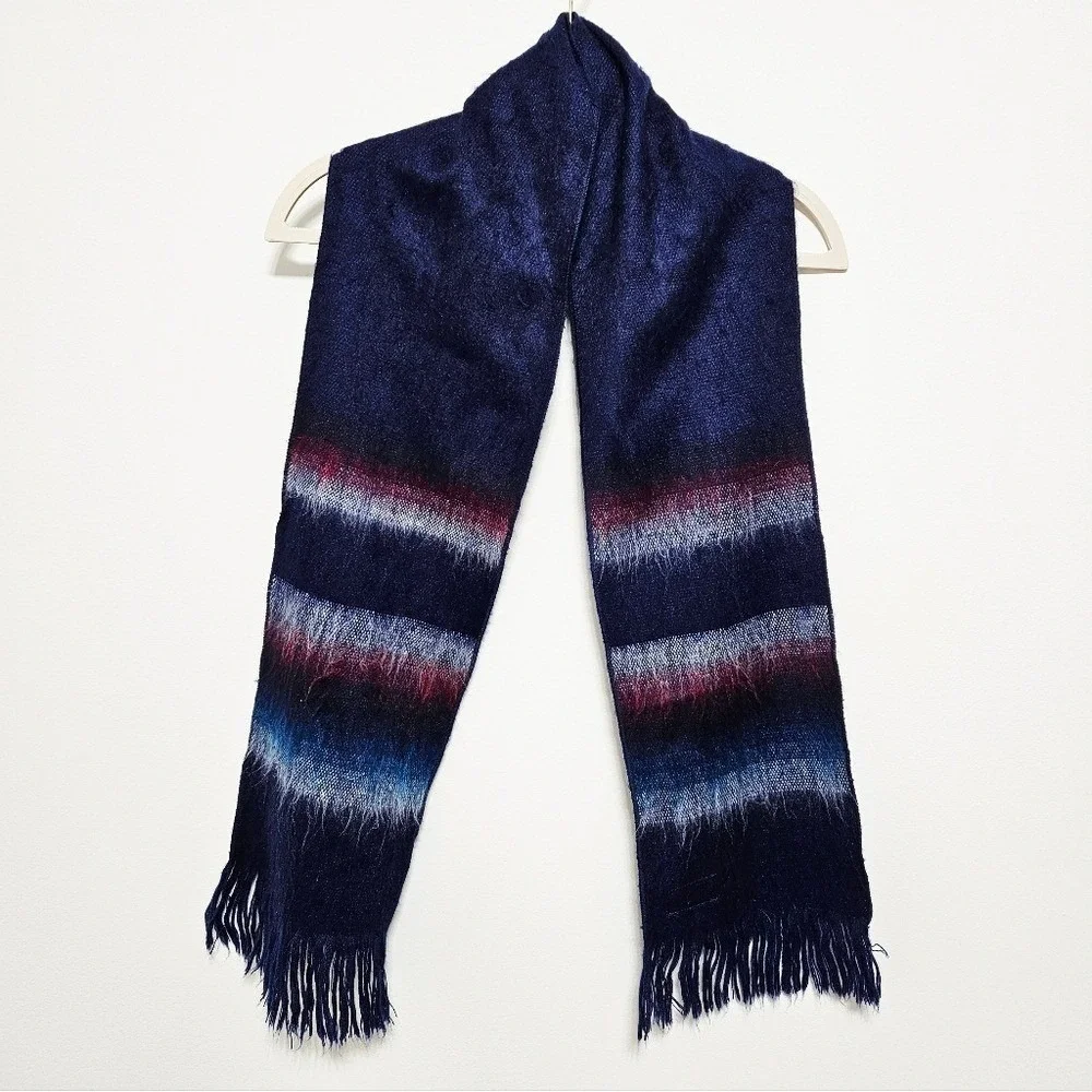 Paititi Woolens Co.‎ Womens Alpaca Wool Scarf 100% Handmade Alaska Blue White 8